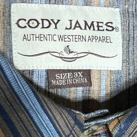 Cody James Authentic Western Apparel Men's Striped Casual Button-Down Shirt - Picture 8 of 11